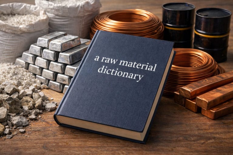 자재 투자 전에 이해해야 할 기본 전제를 표현한 섬네일로 원자재 사전과 리튬·니켈·구리·원유가 함께 보인다